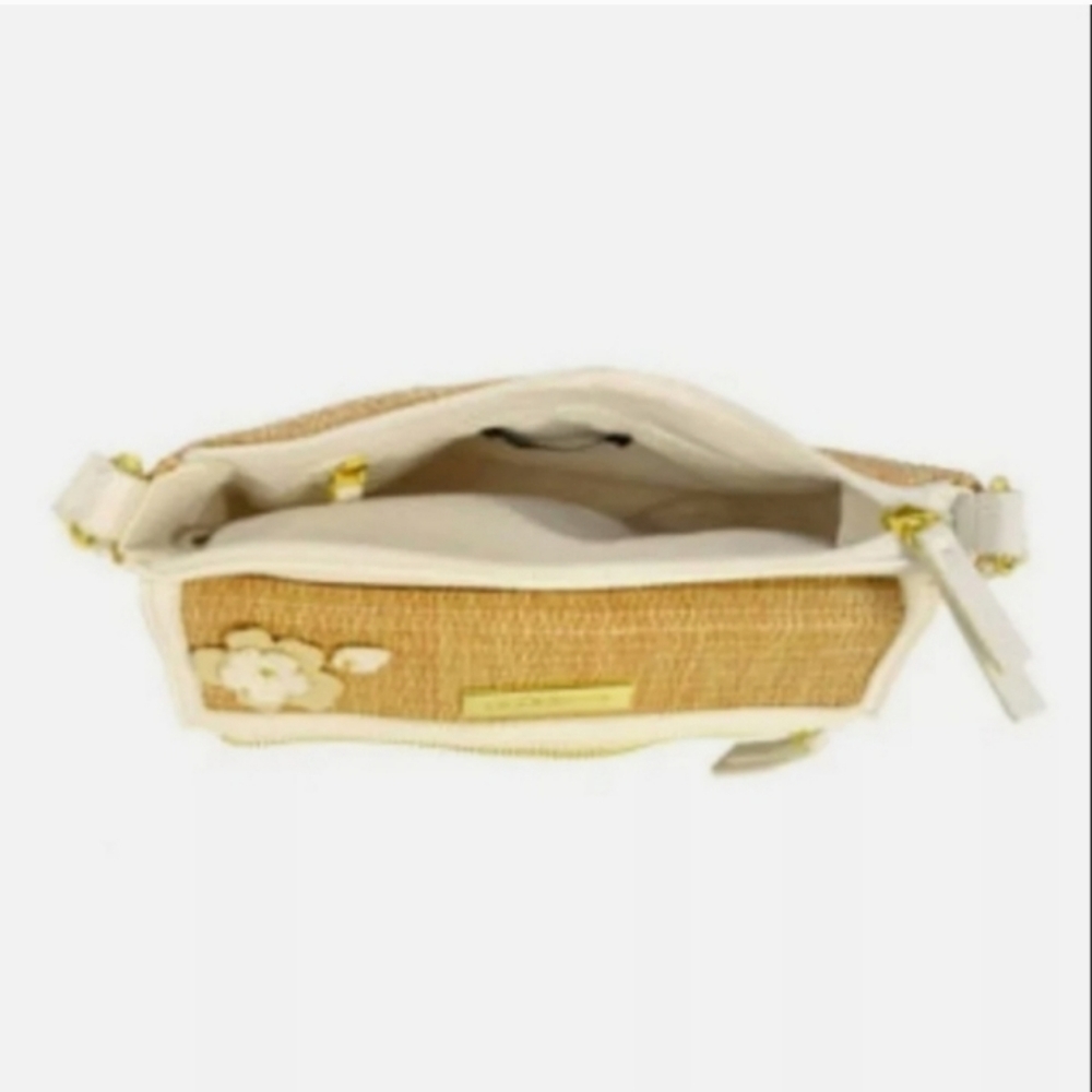 Liz Claiborne Crossbody Idol Khaki Straw Floral Small Purse Easter $50 NWT - Picture 5 of 6